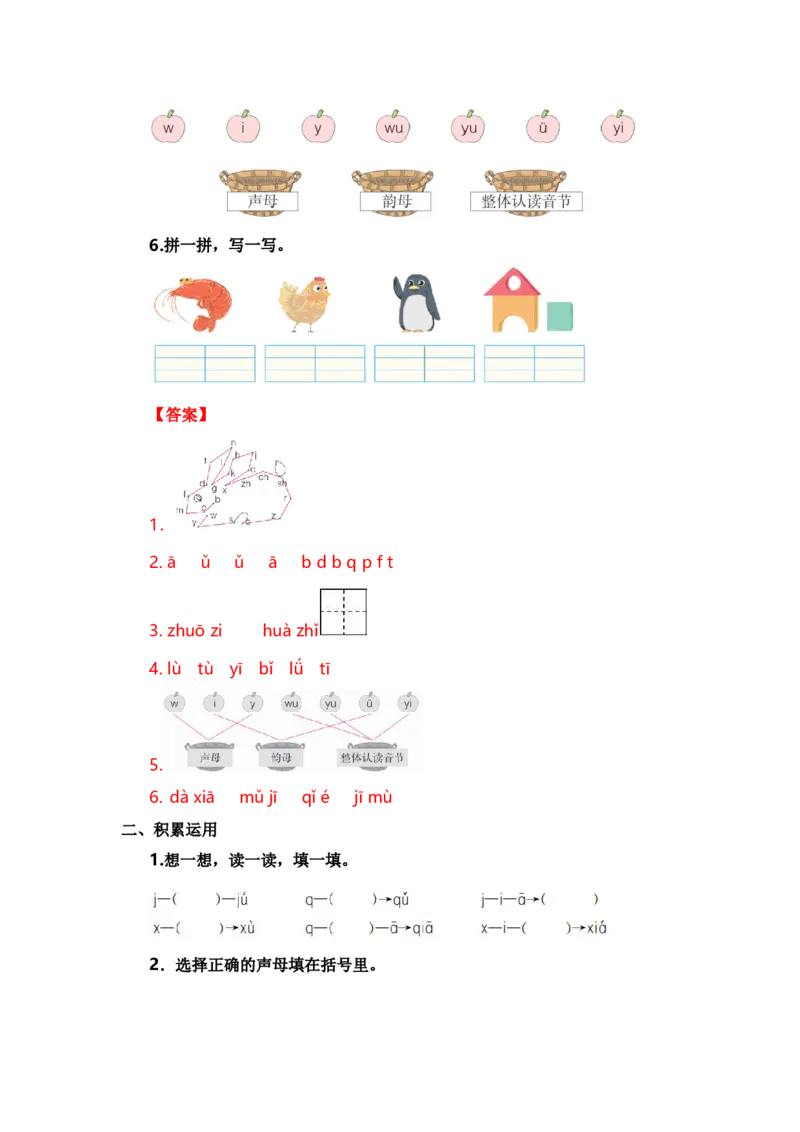 第二单元（知识清单）（统编版）_一年级语文上册（统编版）_单元知识复习专项_2024版