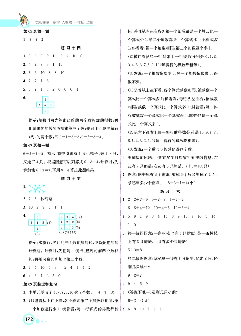 《七彩课堂》数学1年级上册（RJ）_一年级上下册资料_小学一年级学习资料-25年更新版_1-03、小学一年级数学上册_人教版_10、电子书籍