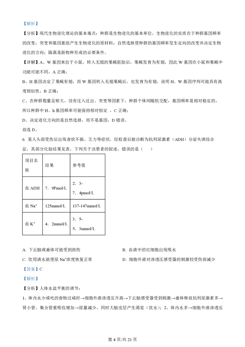 2023年高考生物试卷（重庆）（解析卷）_生物历年高考真题_新&middot;PDF版2008-2025&middot;高考生物真题_生物（按试卷类型分类）2008-2025_自主命题卷&middot;生物（2008-2025）