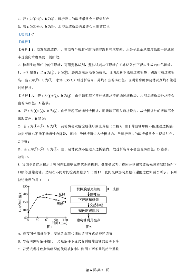 2023年高考生物试卷（重庆）（解析卷）_生物历年高考真题_新&middot;PDF版2008-2025&middot;高考生物真题_生物（按试卷类型分类）2008-2025_自主命题卷&middot;生物（2008-2025）