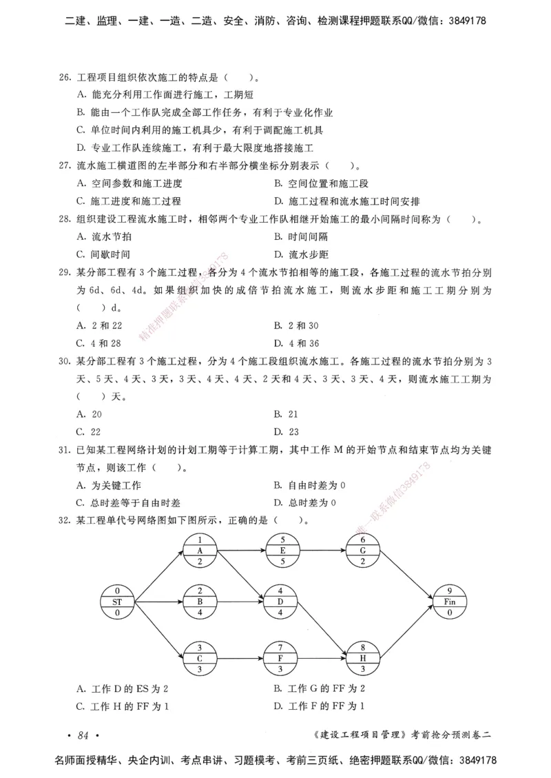 建设工程项目管理卷二_2026年一级建造师_2026年一建管理_2025年一建管理SVIP_05-考前密训✿央企特训✿机构普押_04-管理《考前抢分预测AB卷》HQ