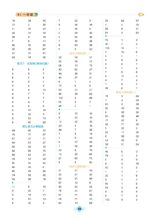 《久为口算题卡》数学1年级下册（RJ）_一年级上下册资料_小学一年级学习资料-25年更新版_1-04、小学一年级数学下册_1-4-2、练习题、作业、试题、试卷_人教版_电子册