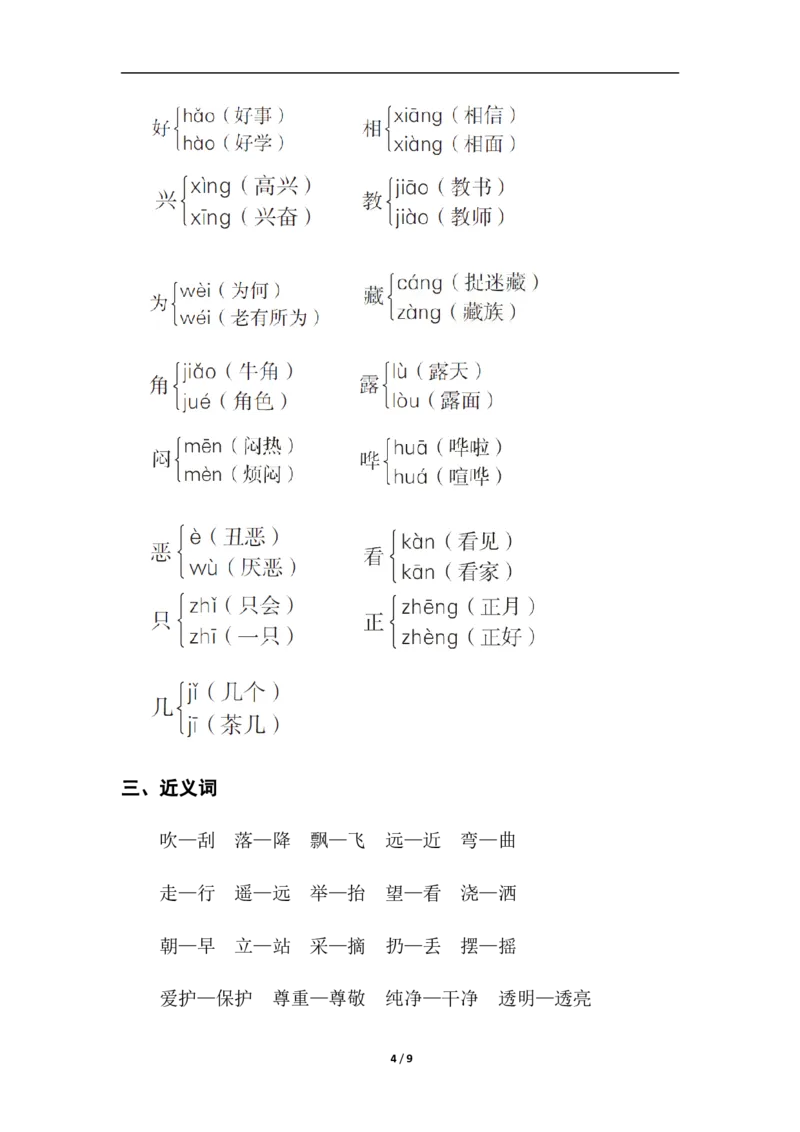 人教版小学语文一年级下册期末专项知识梳理_一年级语文下册（统编版）_老课标资料_期中+期末_期中、期末资料包_专项复习_专项知识梳理