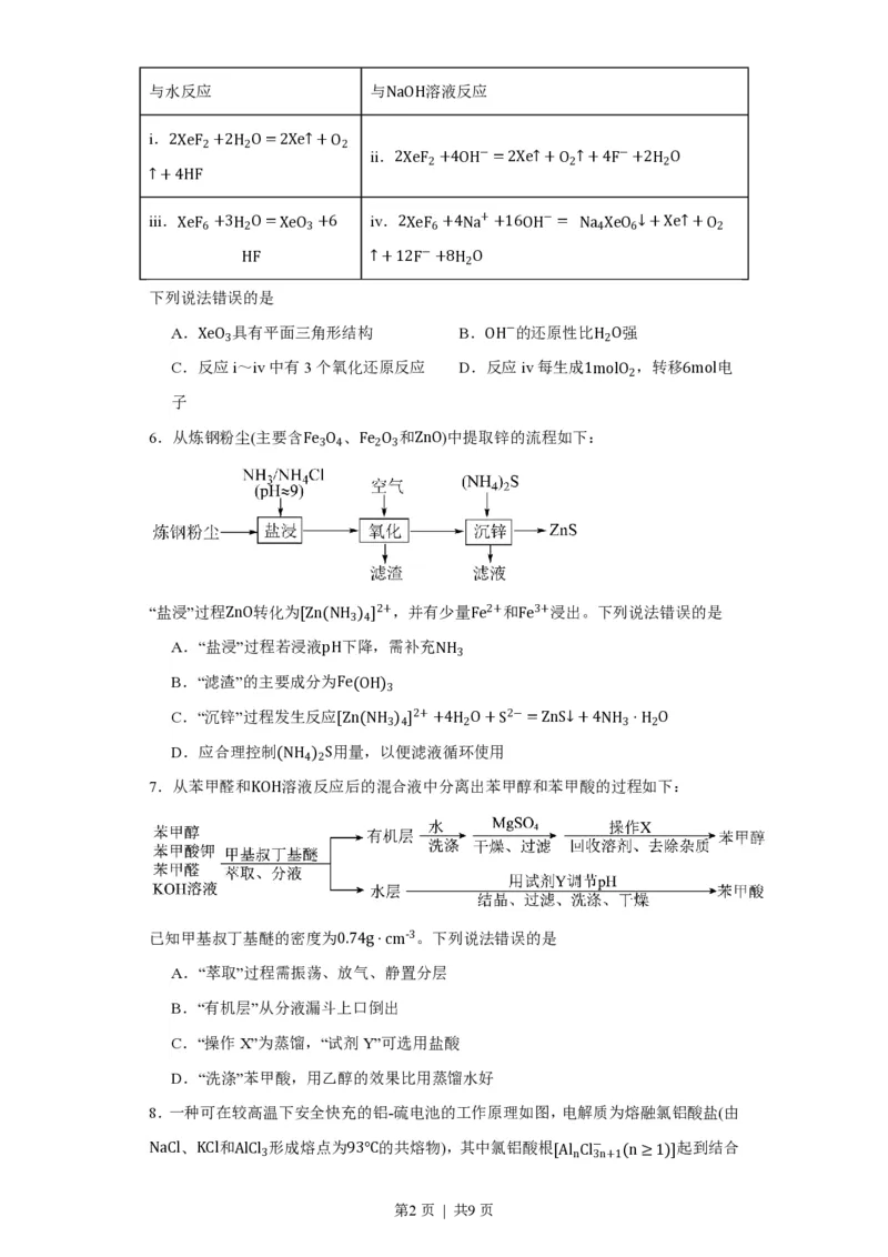 2023年高考化学试卷（福建）（空白卷）_历年高考真题合集_化学历年高考真题_新&middot;PDF版2008-2025&middot;高考化学真题_化学（按年份分类）2008-2025_2023&middot;高考化学真题