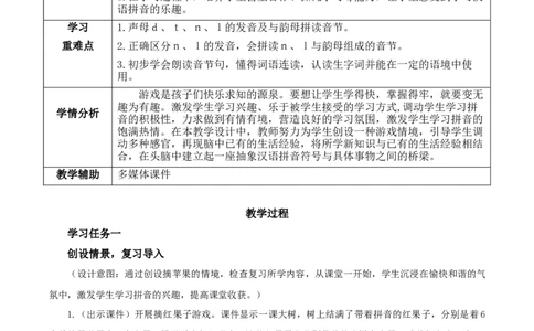 汉语拼音4《dtnl》（教学设计）-（统编版）_一年级语文上册（统编版）_老课标资料_教学设计