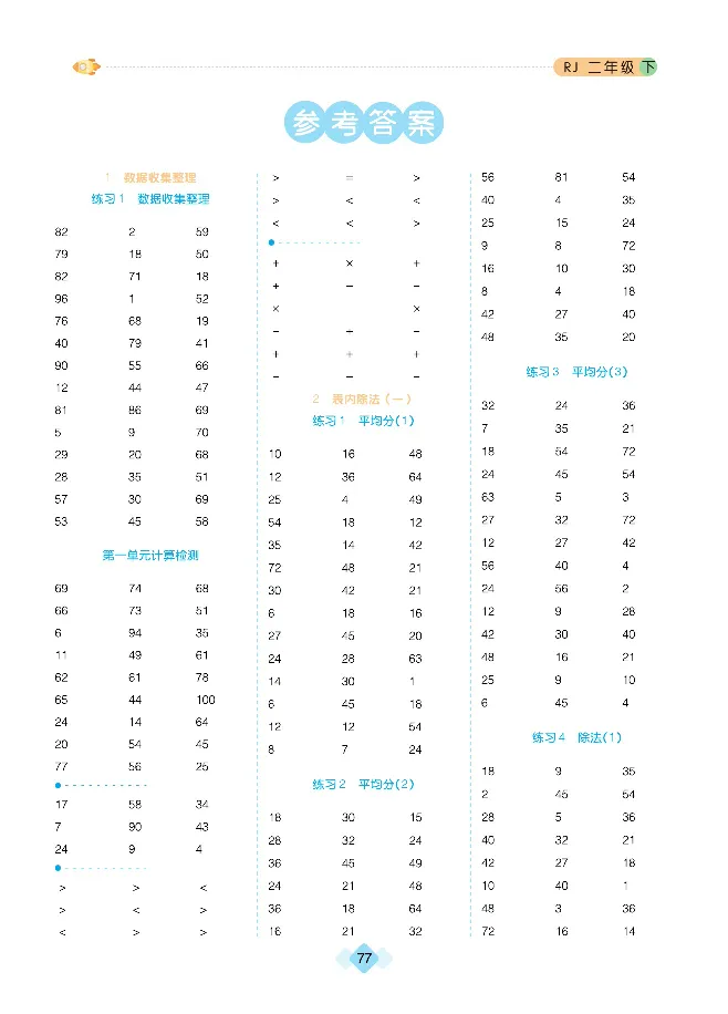 《久为口算题卡》数学2年级下册（RJ）_二年级上下册资料_小学二年级学习资料-25年更新版_2-04、小学二年级数学下册_2-4-2、练习题、作业、试题、试卷_人教版_电子册类