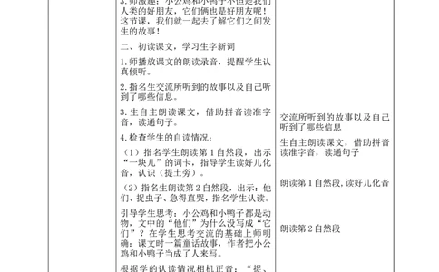一下语文第3单元教案_一年级语文下册（统编版）_老课标资料_教案反思+导学案_表格式_3版表格式教案不含反思