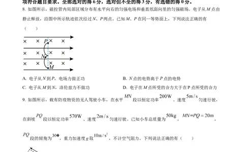 2022年高考物理试卷（广东）（空白卷）_物理历年高考真题_新&middot;Word版2008-2025&middot;高考物理真题_物理（按年份分类）2008-2025_2022&middot;高考物理真题