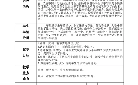 一下语文第5单元教案_一年级语文下册（统编版）_老课标资料_教案反思+导学案_表格式_3版表格式教案不含反思