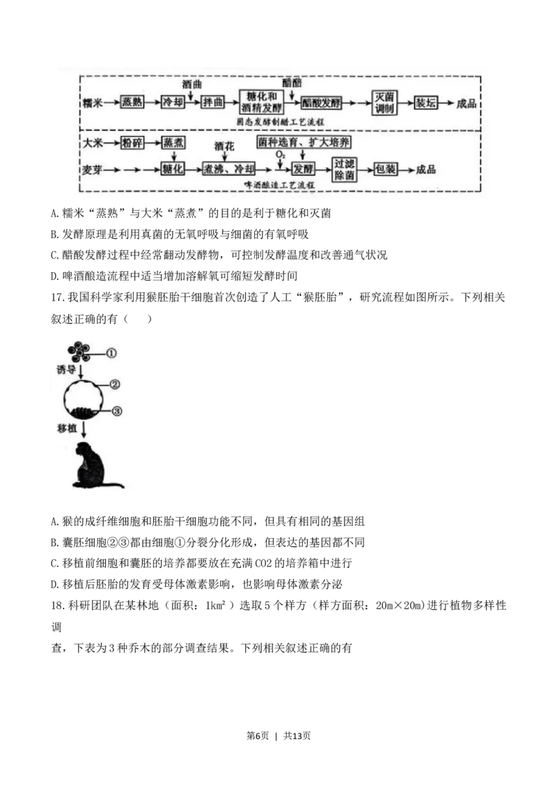 2023年高考生物试卷（江苏）（空白卷）_生物历年高考真题_新&middot;Word版2008-2025&middot;高考生物真题_生物（按省份分类）2008-2025_2008-2025&middot;（江苏）生物高考真题