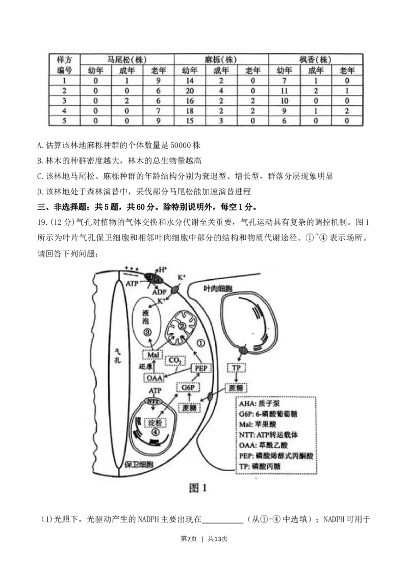 2023年高考生物试卷（江苏）（空白卷）_生物历年高考真题_新&middot;Word版2008-2025&middot;高考生物真题_生物（按省份分类）2008-2025_2008-2025&middot;（江苏）生物高考真题