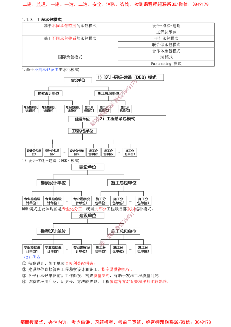 03-第1章-1.1.3-工程承包模式（一）_2026年一级建造师_2026年一建管理_2025年一建管理SVIP_02-基础精讲✿高端面授✿深度强化_17-管理《教材精讲班》金月SMR推荐
