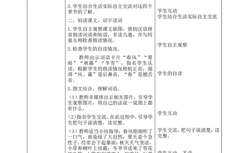 一下语文第1单元教案_一年级语文下册（统编版）_老课标资料_教案反思+导学案_表格式_3版表格式教案不含反思