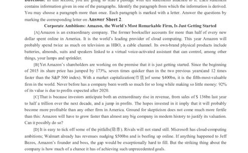 版本一四级模拟2试题_大学英语四级+六级_四级真题_四级密押试卷_新四级模拟卷全10套_版本一四级模拟卷_版本一四级模拟2