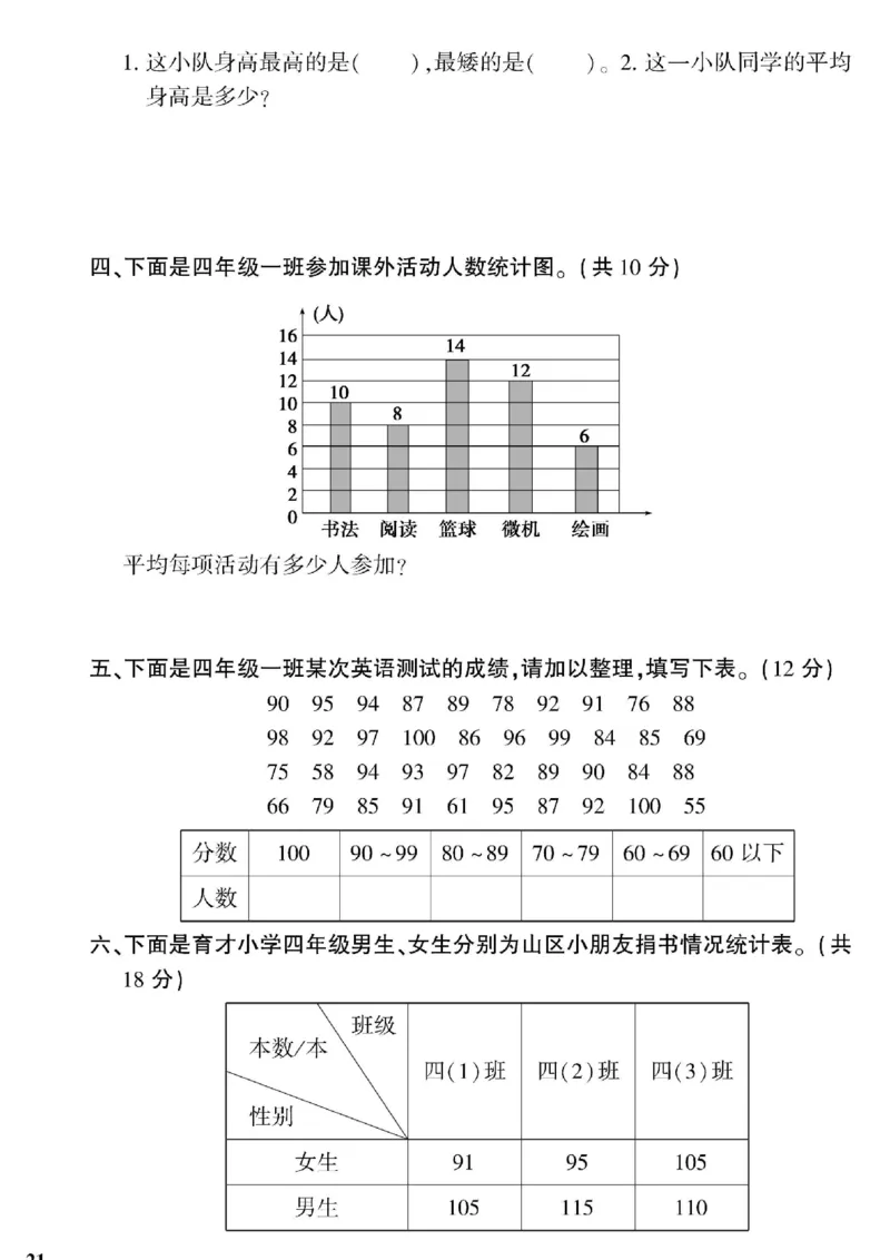 青岛五四上册4年级数学《黄冈360&deg;定制密卷》_2025秋语文、数学第一单元检测卷四年级