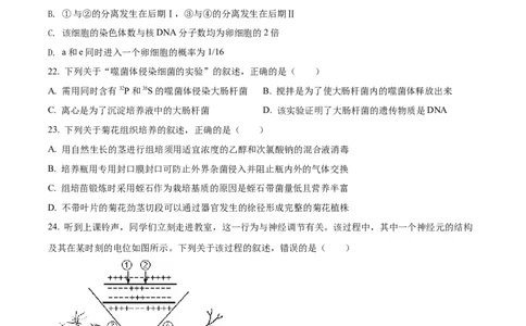 2022年高考生物试卷（浙江）（6月）（空白卷）_生物历年高考真题_新&middot;Word版2008-2025&middot;高考生物真题_生物（按省份分类）2008-2025_2008-2025&middot;（浙江）生物高考真题