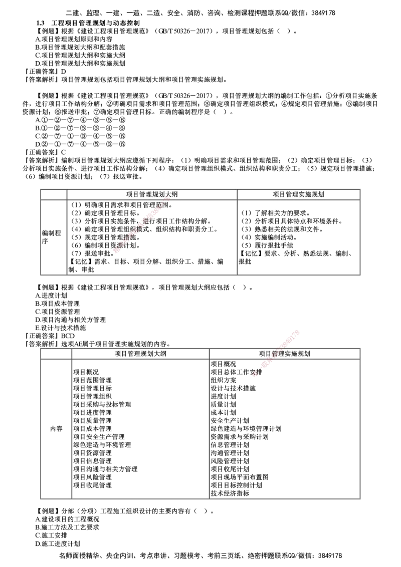 第03讲　建设工程项目组织、规划与控制（三）_2026年一级建造师_2026年一建管理_2025年一建管理SVIP_03-习题精析✿实战特训✿模考通关_17-管理《习题解析班》李娜JG