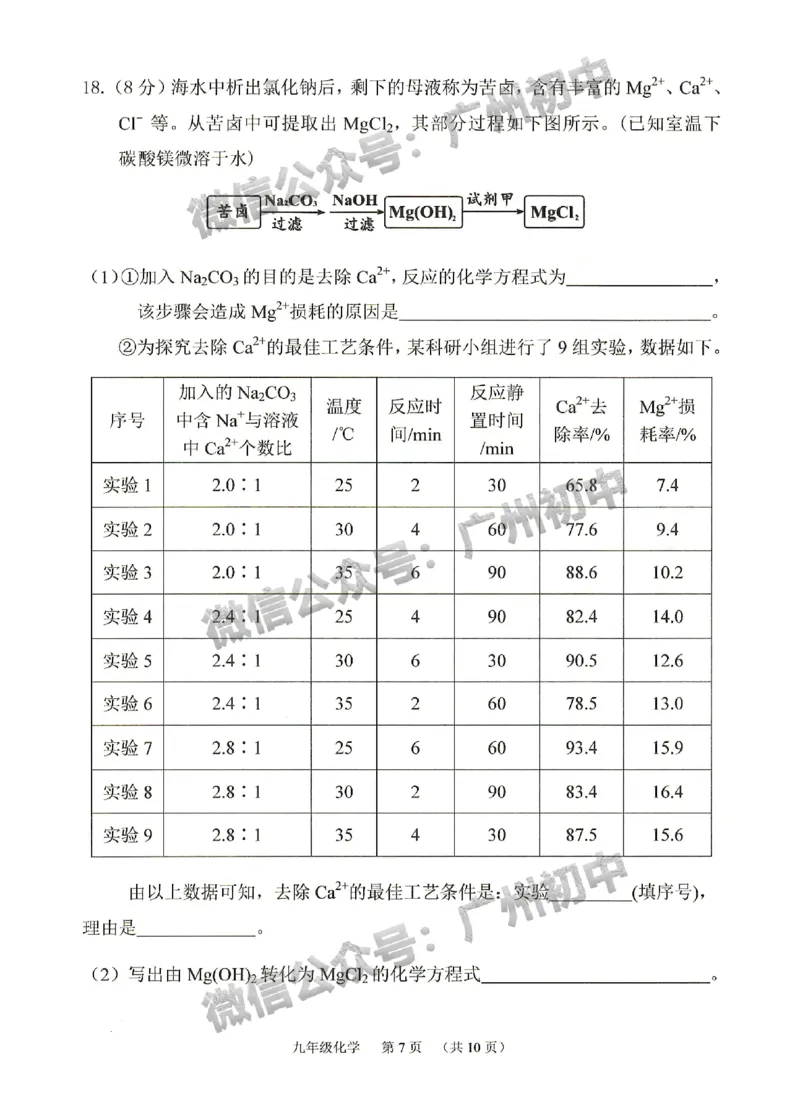 2024荔湾区中考一模化学试题_广州九上月考+期中+期末+一模二模+中考真题_广州2024年中考一模_荔湾区