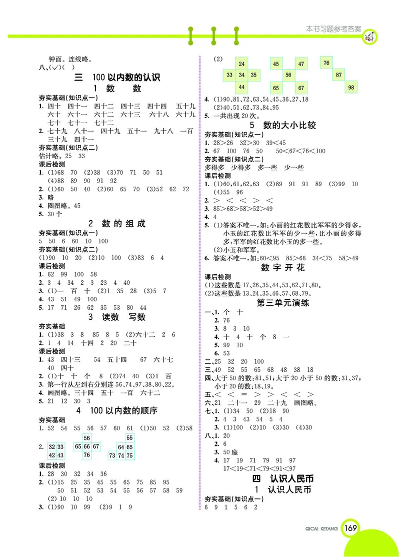 《七彩课堂》数学1年级下册（JJ）_一年级上下册资料_小学一年级学习资料-25年更新版_1-04、小学一年级数学下册_1-4-2、练习题、作业、试题、试卷_冀教版_电子册类