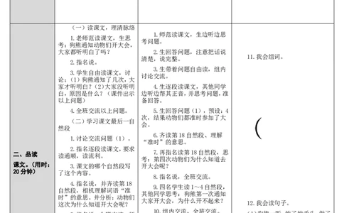 17.动物王国开大会_一年级语文下册（统编版）_老课标资料_教案反思+导学案_表格式_2版表格式导学案_第七单元