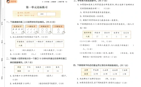 《53天天练》测评卷-数学2年级下册（RJ）_二年级上下册资料_小学二年级学习资料-25年更新版_2-04、小学二年级数学下册_2-4-2、练习题、作业、试题、试卷_人教版_电子册类