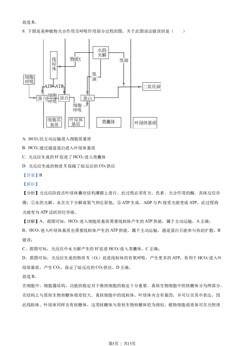 2023年高考生物试卷（天津）（解析卷）_生物历年高考真题_新&middot;Word版2008-2025&middot;高考生物真题_生物（按试卷类型分类）2008-2025_自主命题卷&middot;生物（2008-2025）_天津自主命题&middot;生物（2008-2024）