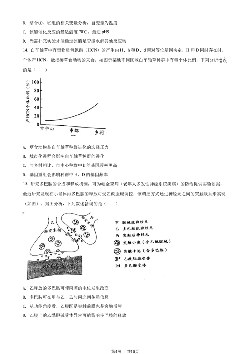 2022年高考生物试卷（广东）（空白卷）_生物历年高考真题_新&middot;Word版2008-2025&middot;高考生物真题_生物（按年份分类）2008-2025_2022&middot;高考生物真题