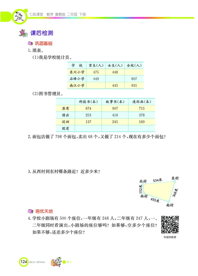《七彩课堂》数学2年级下册（JJ）_二年级上下册资料_小学二年级学习资料-25年更新版_2-04、小学二年级数学下册_2-4-2、练习题、作业、试题、试卷_冀教版_电子册类