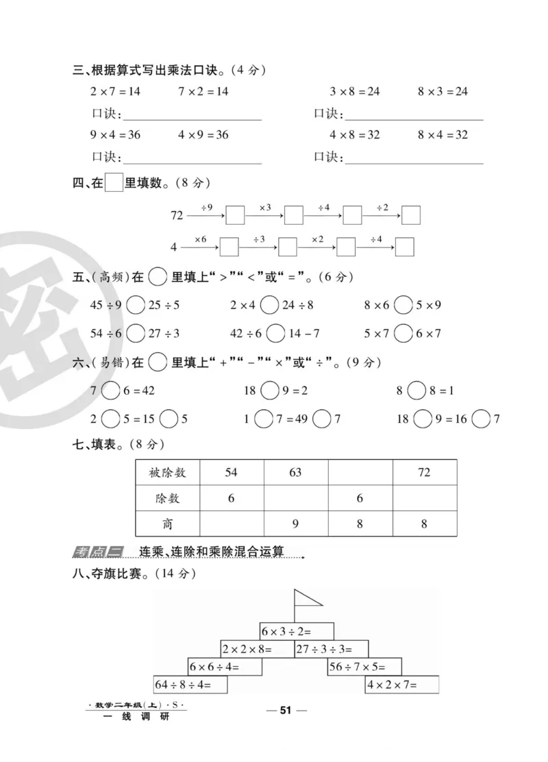 《89所名校名师一线调研卷》数学2年级上册（SJ）_二年级上下册资料_小学二年级学习资料-25年更新版_2-03、小学二年级数学上册_2-3-2、练习题、作业、试题、试卷_苏教版_电子册类