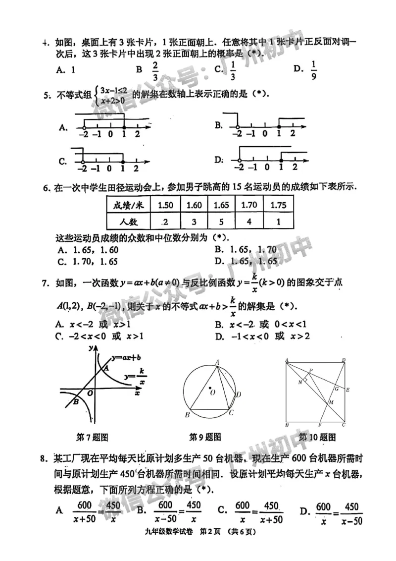 2024荔湾区中考一模数学试题_广州九上月考+期中+期末+一模二模+中考真题_广州2024年中考一模_荔湾区