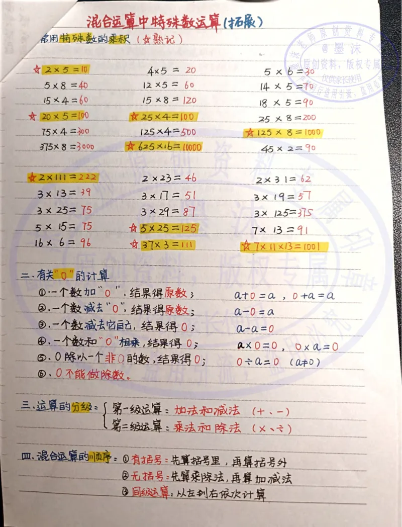 （新）四年级上册重点必背公式---手写笔记_小学全网线上同款资料