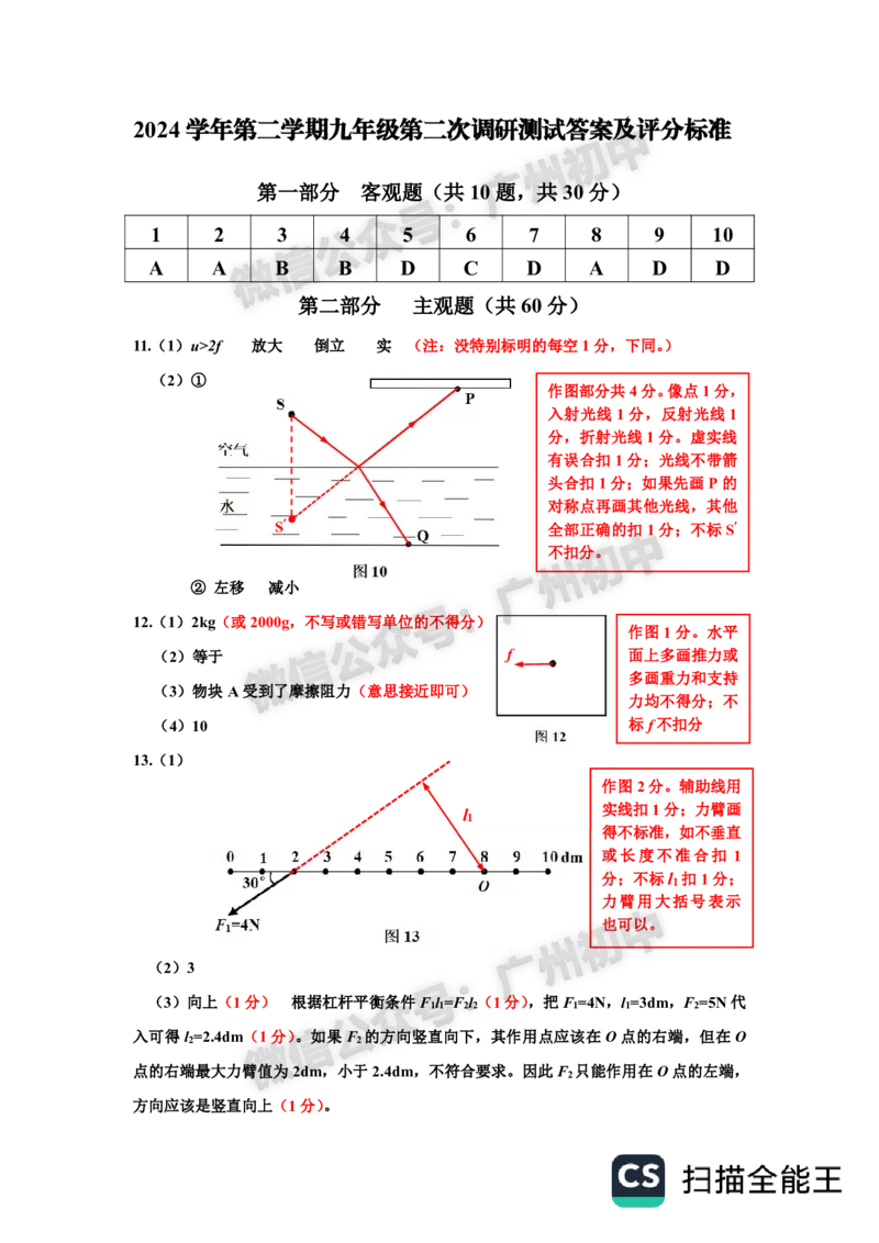 2025花都区中考二模物理（参考答案）_广州九上月考+期中+期末+一模二模+中考真题_2025中考二模