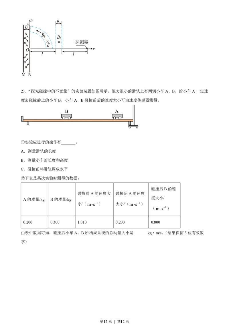 2022年高考物理试卷（浙江）（1月）（空白卷）_物理历年高考真题_新&middot;PDF版2008-2025&middot;高考物理真题_物理（按省份分类）2008-2025_2008-2025&middot;（浙江）物理高考真题