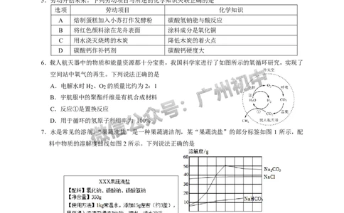 2024白云区中考一模化学试题答案解析_广州九上月考+期中+期末+一模二模+中考真题_广州2024年中考一模_白云区