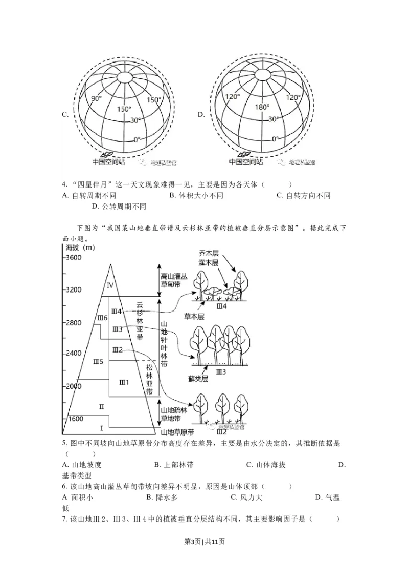 2023年高考地理试卷（江苏）（空白卷）_地理历年高考真题_新&middot;Word版2008-2025&middot;高考地理真题_地理（按省份分类）2008-2025_2008-2025&middot;（江苏）地理高考真题