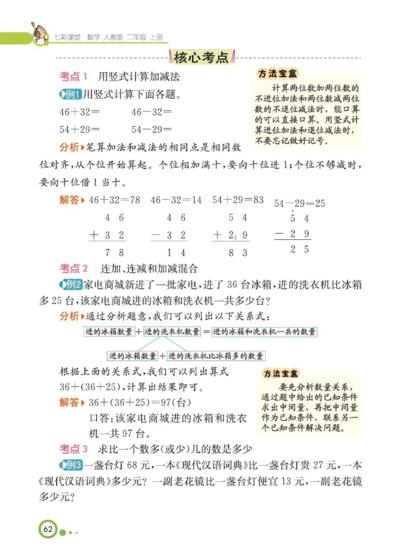 《七彩课堂》核心考点-数学2年级上册（RJ）_二年级上下册资料_小学二年级学习资料-25年更新版_2-03、小学二年级数学上册_2-3-2、练习题、作业、试题、试卷_人教版_电子册类