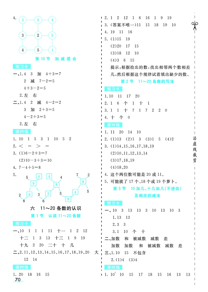 《全册预习卡》数学1年级上册（RJ）_一年级上下册资料_小学一年级学习资料-25年更新版_1-03、小学一年级数学上册_人教版_10、电子书籍