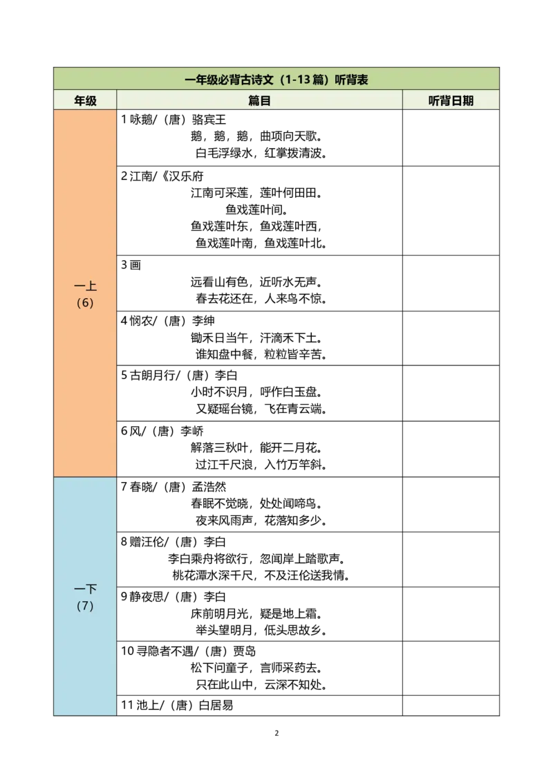 菜单2：一年级&ldquo;必背古诗文打卡本&rdquo;（郭学萍）_2025国庆节特色创意作业_2024国庆节特色创意语文作业设计_一上国庆节&ldquo;作业菜单&rdquo;（郭学萍）