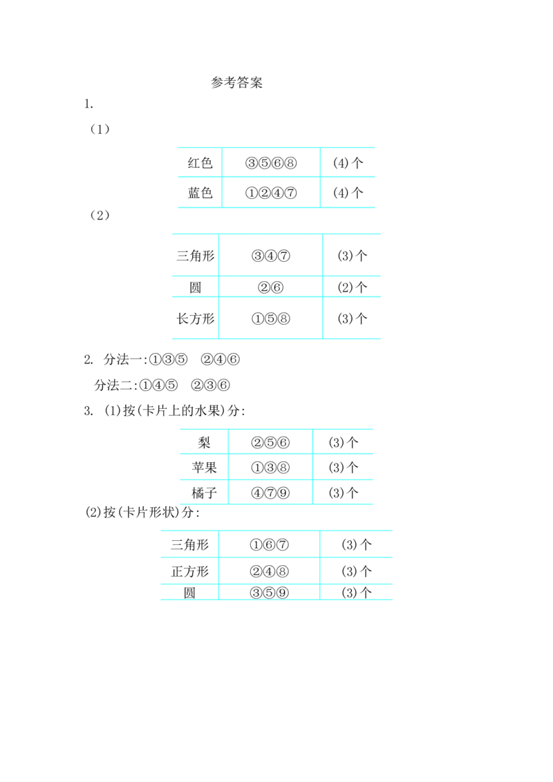 9.5分类与整理_一年级上下册资料_小学一年级学习资料-25年更新版_1-04、小学一年级数学下册_1-4-2、练习题、作业、试题、试卷_西师版_课时练
