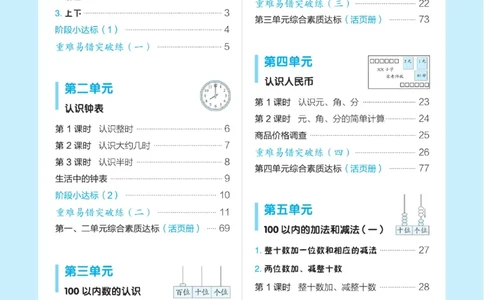 《典中点》数学课时-数学1年级下册（JJ）_一年级上下册资料_小学一年级学习资料-25年更新版_1-04、小学一年级数学下册_1-4-2、练习题、作业、试题、试卷_冀教版_电子册类