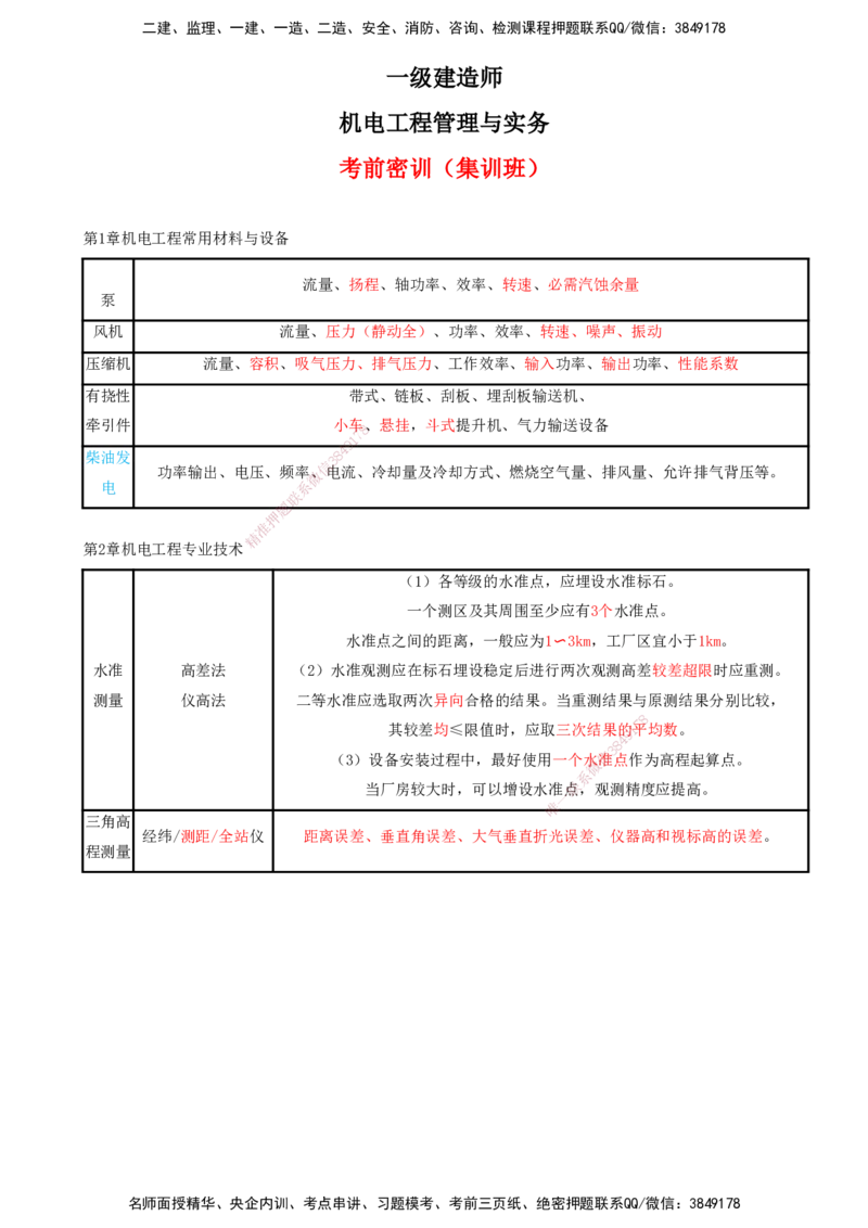 打印版（8.23、8.24直播）达为-一级建造师-机电-考前密训（集训班）_2026年一级建造师_2026年一建机电_2025年一建机电SVIP_04-冲刺串讲✿考点强化✿小灶集训_讲义