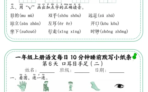 5_一年级上册语文每日10分钟睡前默写小纸条_一年级上下册资料_一年级上册小红书同款资料_一年级上册资料