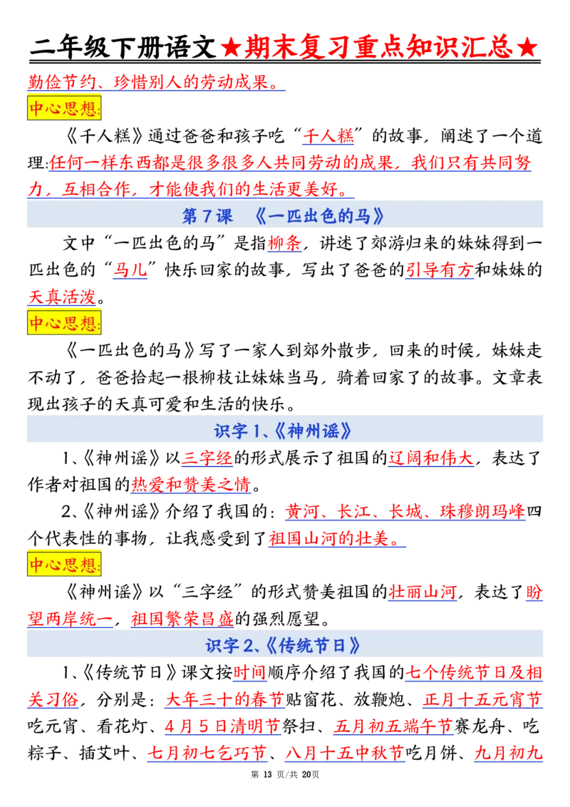 5.27期末重点知识汇总二下语文_二年级上下册资料_小学二年级学习资料-25年更新版_2-02、小学二年级语文下册_2-2-2、练习题、作业、试题、试卷_专项练习_语文期末冲刺复习