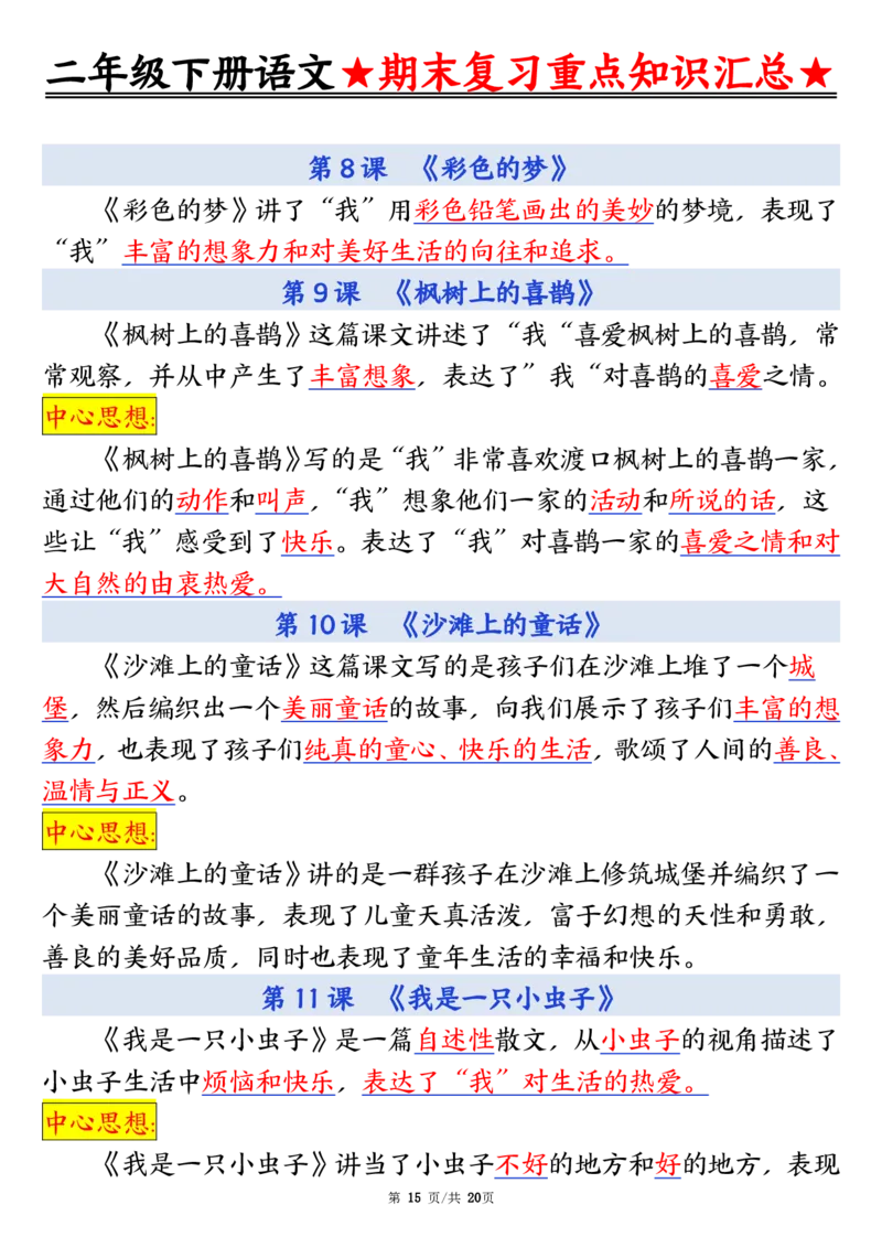 5.27期末重点知识汇总二下语文_二年级上下册资料_小学二年级学习资料-25年更新版_2-02、小学二年级语文下册_2-2-2、练习题、作业、试题、试卷_专项练习_语文期末冲刺复习