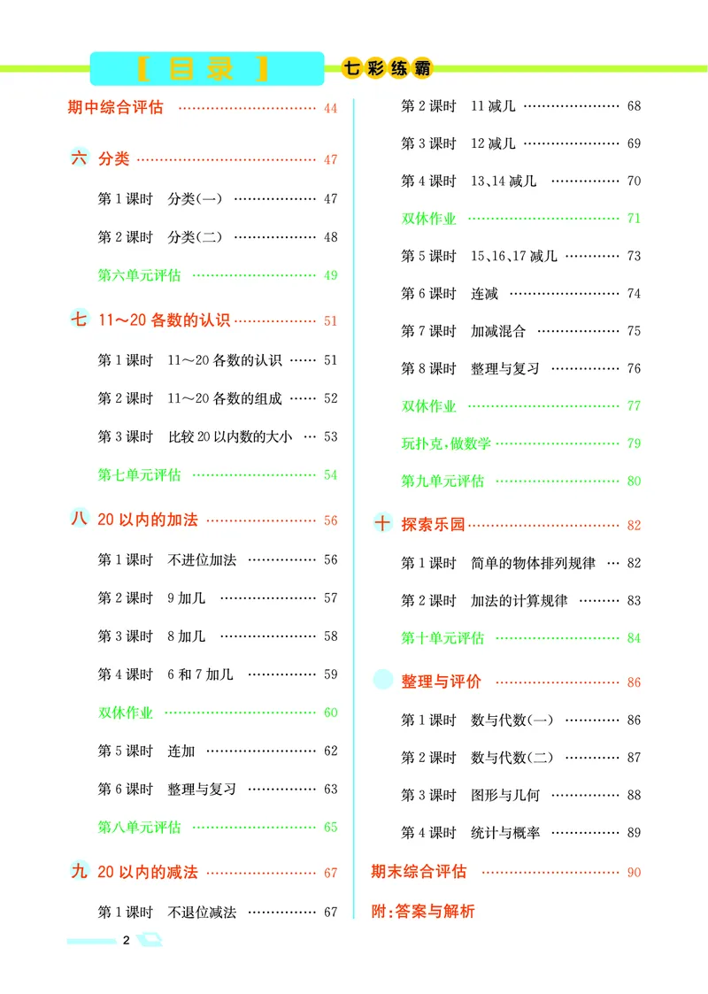 《七彩练霸》学生用书数学1年级上册（JJ）_一年级上下册资料_小学一年级学习资料-25年更新版_1-03、小学一年级数学上册_冀教版_10、电子书籍