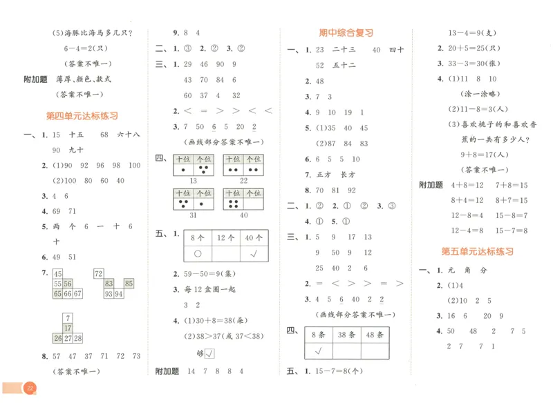 《53天天练》数学1年级下册（RJ）_一年级上下册资料_小学一年级学习资料-25年更新版_1-04、小学一年级数学下册_1-4-2、练习题、作业、试题、试卷_人教版_电子册