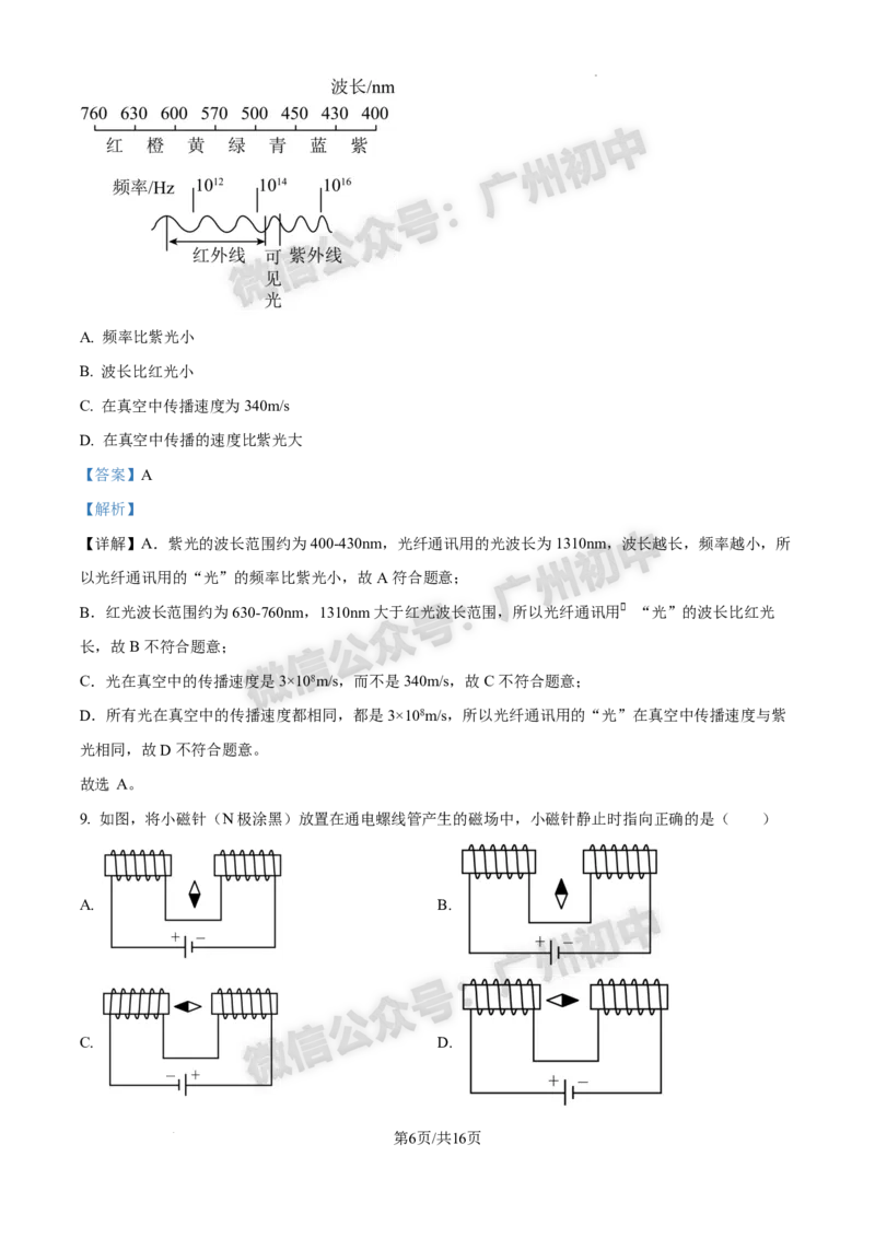 2025增城区中考一模物理试题（答案解析）_广州九上月考+期中+期末+一模二模+中考真题_广州2025年中考一模_2025年11区中考一模_增城区