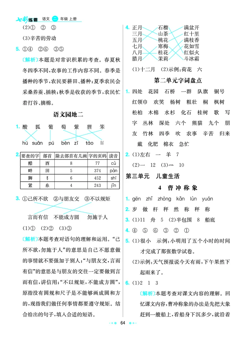 《七彩练霸》语文2年级上册（RJ）答案_二年级上下册资料_小学二年级学习资料-25年更新版_2-01、小学二年级语文上册_2-1-2、练习题、作业、试题、试卷_电子册类