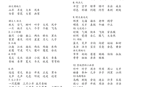 作业本词语墨熠教育官方旗舰店_一年级语文上册（统编版）_老课标资料_教学视频_第一套_009-试题试卷word版可下载打印_专项复习