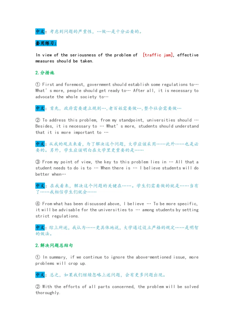 CET写作八大功能段_大学英语四级+六级_四六级作文模板+单词